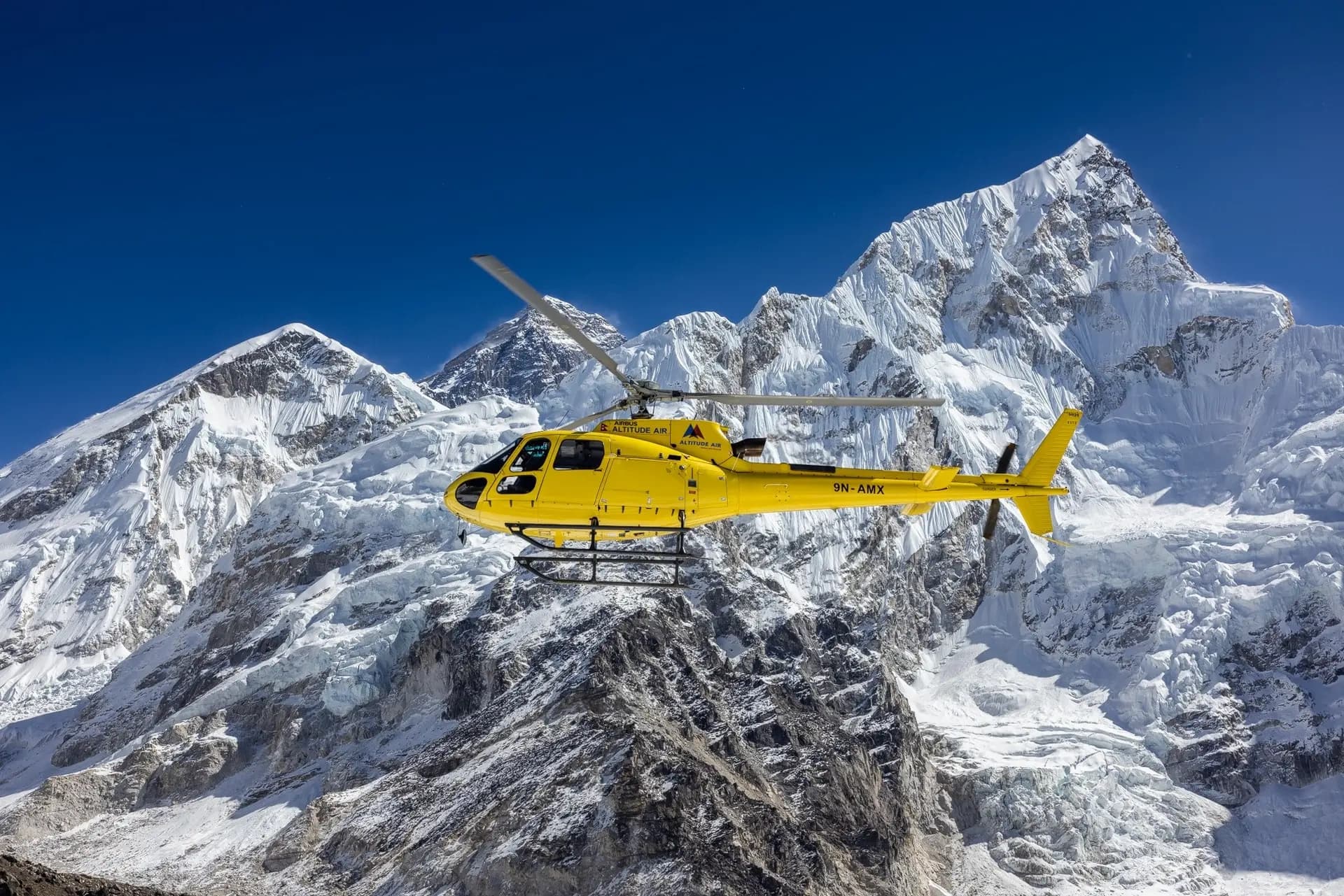 Helicopter flight from Everest Base Camp