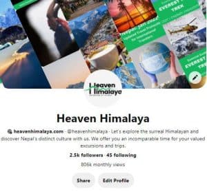 Pinterest profile of Heaven Himalaya
